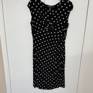Ralph Lauren Black with White Polka Dot Midi Dress